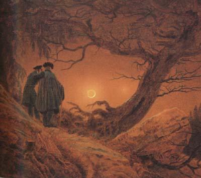 Caspar David Friedrich Two Men Contemplating the Moon (mk10) oil painting image